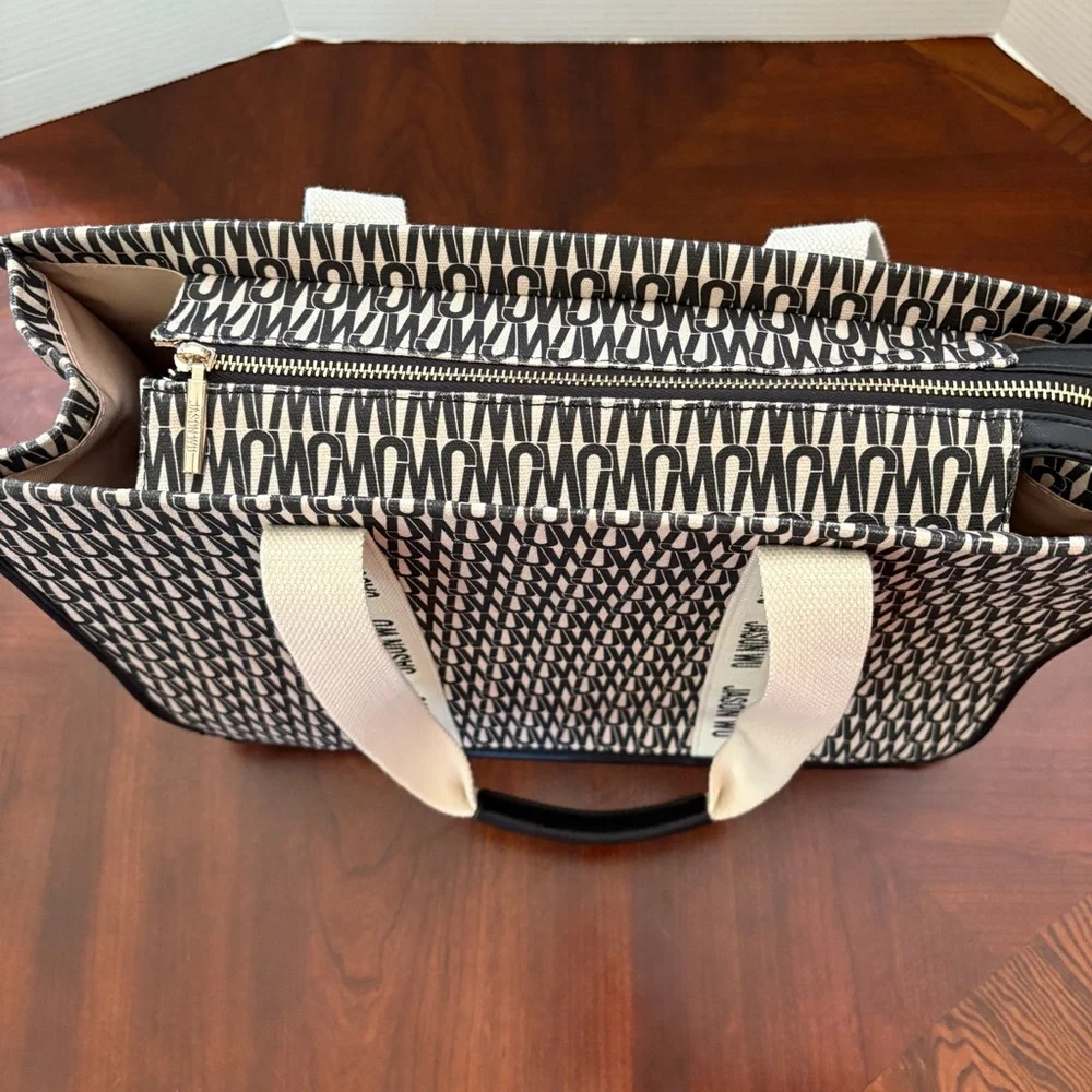 JASON WU Canvas Tote Bag Remmy Logo Print Black and Cream‎